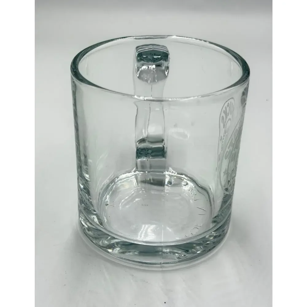 2005 Starbucks Clear Glass Etched Mermaid Light Grey Logo 12oz Coffee Mug Cup